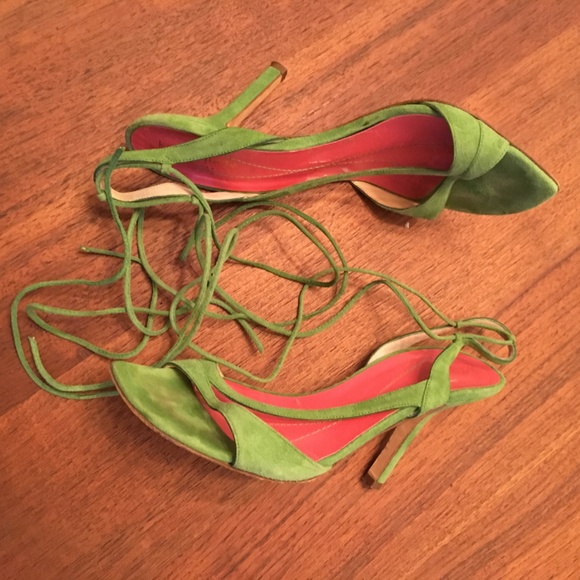 Kate Spade Suede Leather Heels Lime Green 6 1/2 - Picture 4 of 7